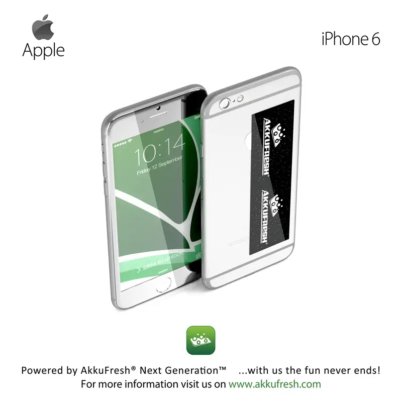 AkkuFresh installed on the outside of iPhone 6